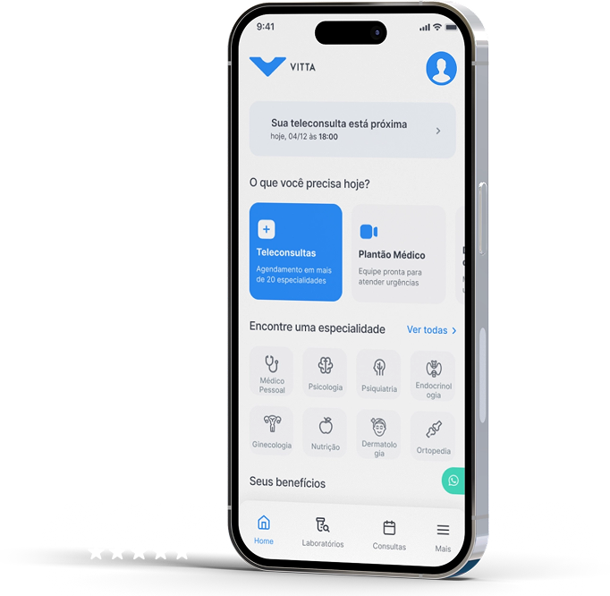 Tela do app Vitta em celular